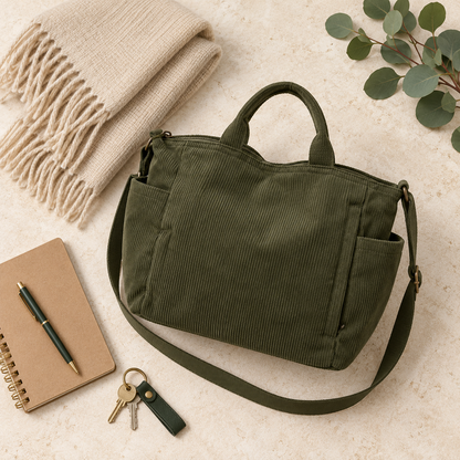 Bolsa Cotelê Sacrelle Y189 na cor Verde