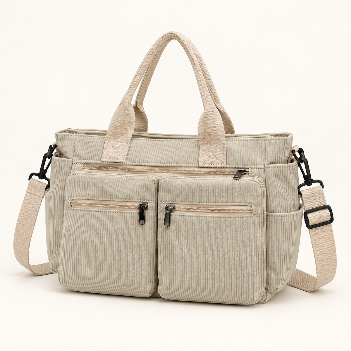 Bolsa Cotelê Sacrelle Y381 na cor Bege