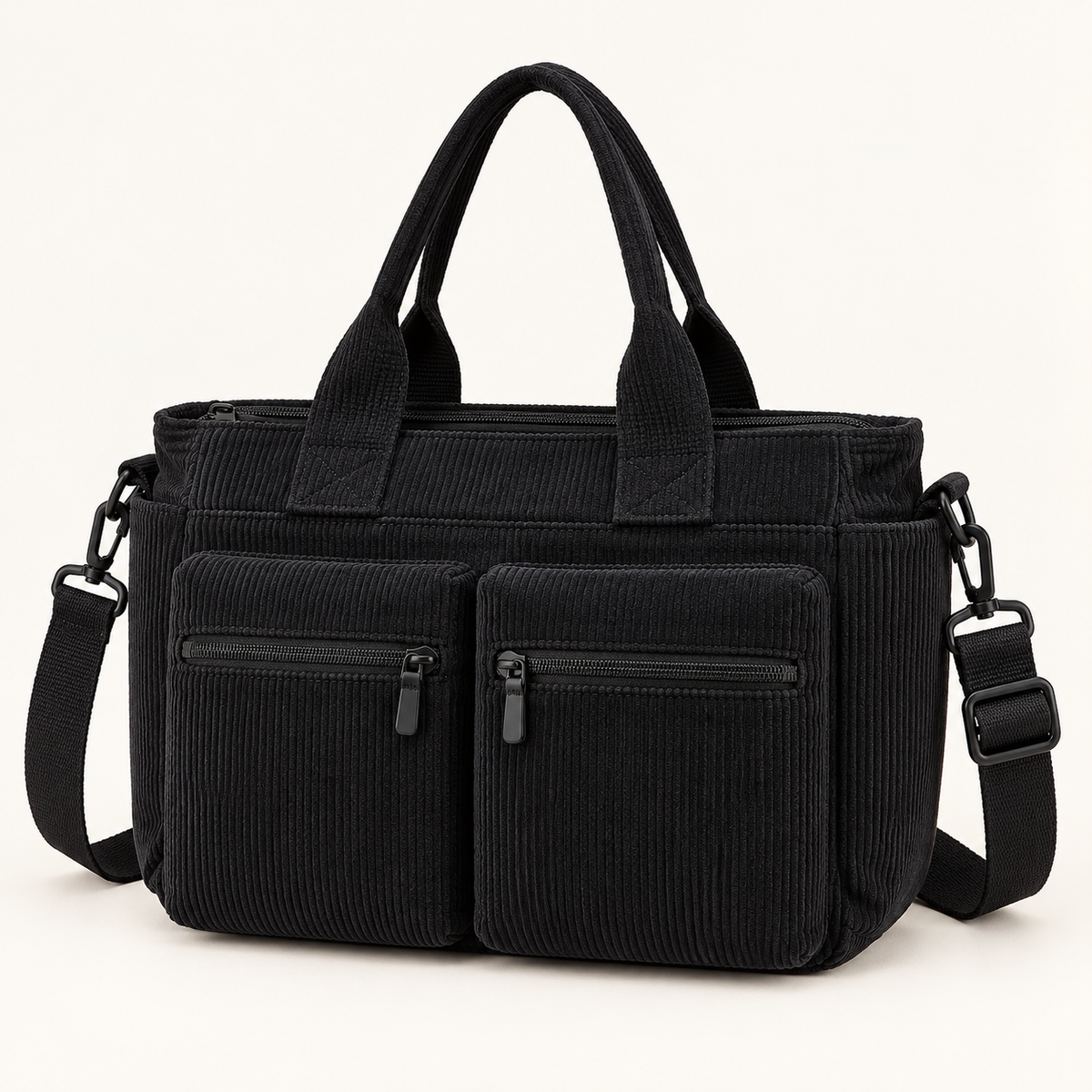 Bolsa Cotelê Sacrelle Y381 na cor Preto