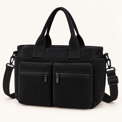 Bolsa Cotelê Sacrelle Y381 na cor Preto