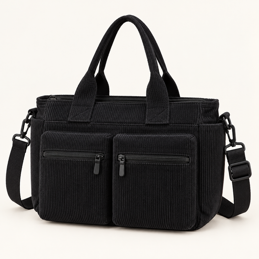Bolsa Cotelê Sacrelle Y381 na cor Preto