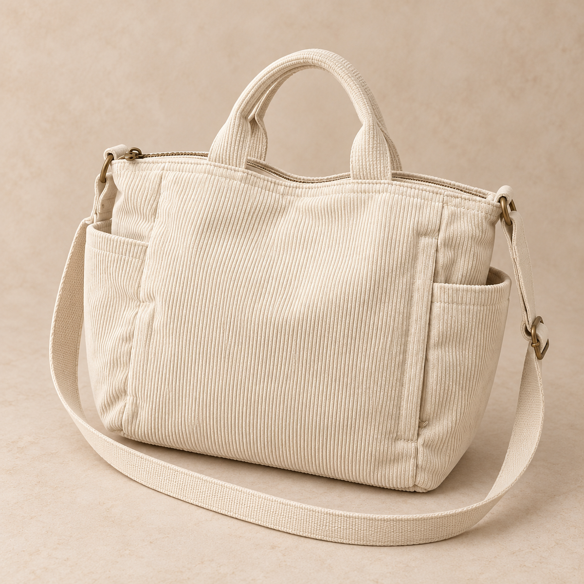 Bolsa Cotelê Sacrelle Y189 na cor Branco