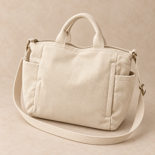 Bolsa Cotelê Sacrelle Y189 na cor Branco